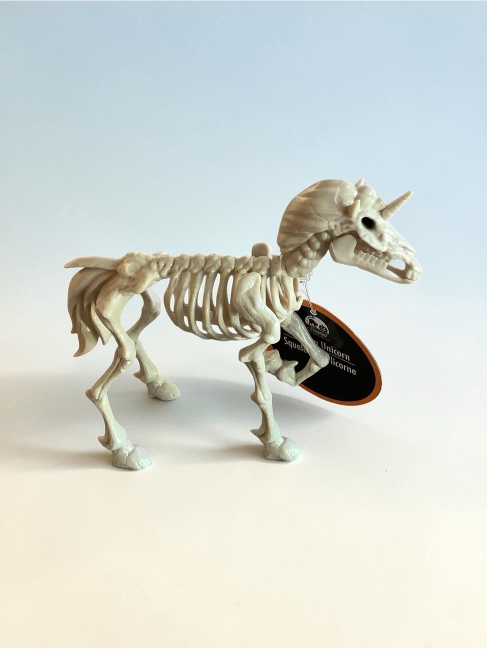 White Unicorn Skeleton Reptile Toy - Decorative Pet Accent